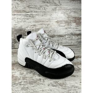 Youth Nike Air Jordan 12 Retro 'Taxi Flip' White/Black Sneakers Sz 12C